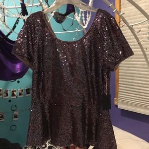 Forever 21 plus lilac sequin peplum top nwt